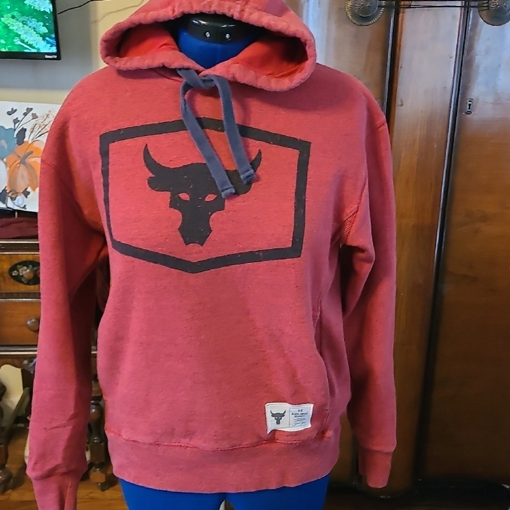 UnderArmour Dwayne Johnson Heavy Duty Hoodie Pockets. Red /black.(#1570)
